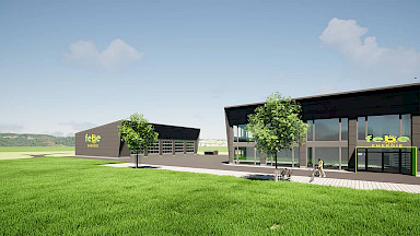 3D-Rendering des Gewerbeneubaus der febe ENERGIE in Erbach